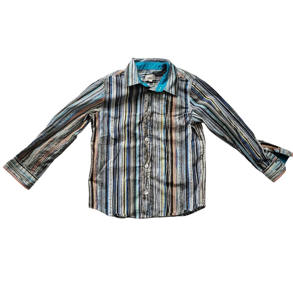 Paul Smith Jr	Size	4A Boy's Iconic striped Button Down Long Sleeve Collared Top‎